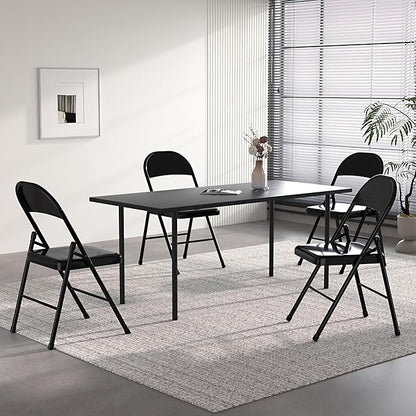 VECELO Metal Folding Chairs 4 Pack, Double Hinged Steel Frame Easy Foldable&Stackable for Office Kitchen Dinning Wedding Patio and Garden