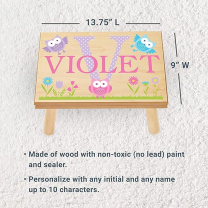 Let’s Make Memories Personalized My Own Name Step Stool - Children’s Step Stool - Sturdy Wood – Non-Toxic Paint, Sealer - Turtle Design - Gray - 14’Wx9.25”Lx8.75”H - Ages 3+