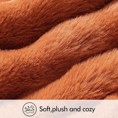 MIULEE Faux Fur Pillow Covers Thick Soft Plush Throw Pillows Luxury Home Decor for Fall Couch Bed Bedroom Living Room Sofa,20x20 Inch Pack of 2 Rust