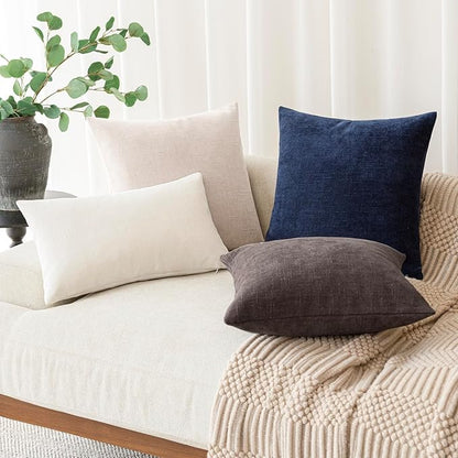 Foindtower Pack of 2 Soft Textured Throw Decorative Pillow Covers Square Accent Solid Cushion Cover Cozy Farmhouse Pillow Case with Zipper for Couch Sofa Bedroom Living Room 18x18 Inch, Charcoal