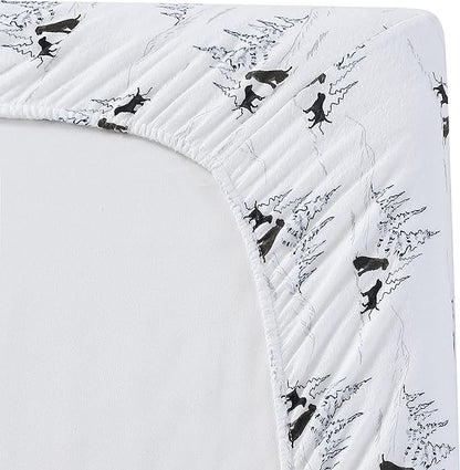 Eddie Bauer - Queen Sheets, Cotton Flannel Bedding Set, Brushed For Extra Softness, Cozy Home Decor (Dog Friends White, Queen)