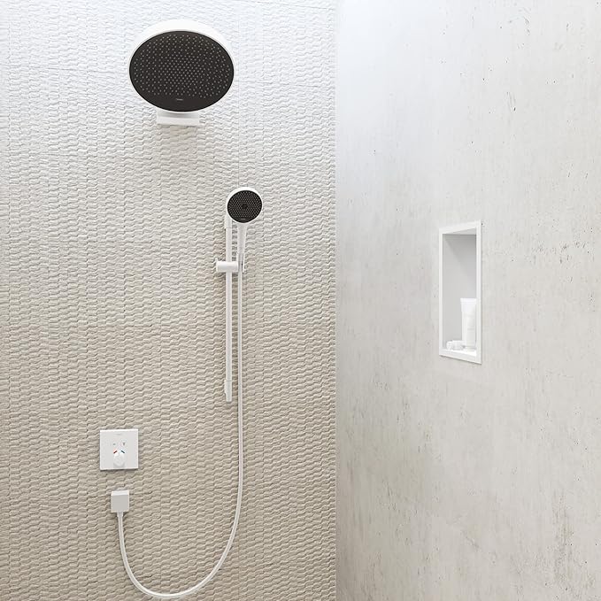 hansgrohe XtraStoris Original Recessed Wall Niche with Integrated Frame 12"x 6"x 4" in Matte White, 56057700