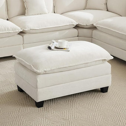 35‘’ Modern Chenille Cloud Sofa Ottoman,Rectangle Ottoman for Modular Sectional Sofa, Beige