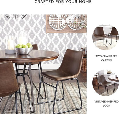Signature Design by Ashley Mid Century Centiar Dining Bucket Chair Set of 2, Black and Brown