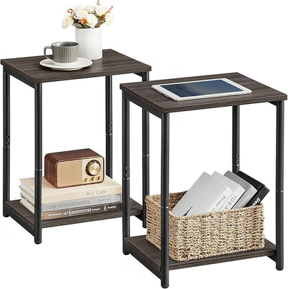 VASAGLE Side Tables Set of 2, Small End Table, Nightstand for Living Room, Bedroom, Office, Bathroom, Chestnut Brown and Classic Black ULET272B74