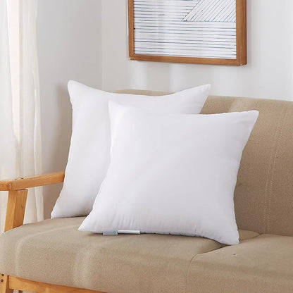 Acanva 16x16 Throw Pillow Inserts Set of 2, Premium Polyester Fiber Fill Square Sham Stuffer Cushion for Sofa, Bed, Couch and Chair, Machine Washable, White