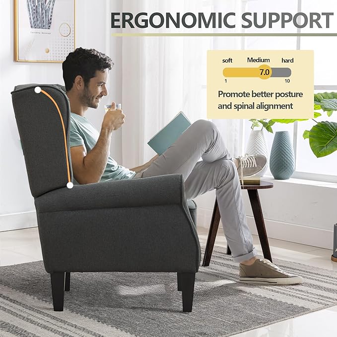 Accent Chair, Modern Living Room Chairs with Wingback, Comfy Upholstered High Back Single Sofa for Bedroom, Mid-Century Reading Armchair Sillas para Sala