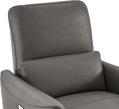 CHITA Power Recliner Chair Swivel Glider, FSC Certified Upholstered Faux Leather Living Room Nursery Reclining Sofa Chair with Lumbar Support, Charcoal