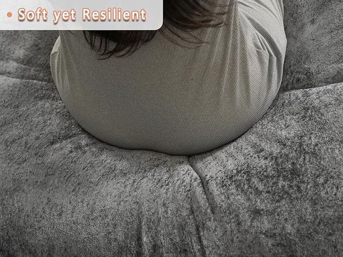 EASE MOOSE Oversized Sectional Cloud Couch for Living Room, L-Shaped Modular Boneless Sofa, Cloud Sofa Set with Fluffy Foam, 4-Seat Deep Comfy Sofa with Ottoman for Bedroom Apartment, Chenille (Grey)