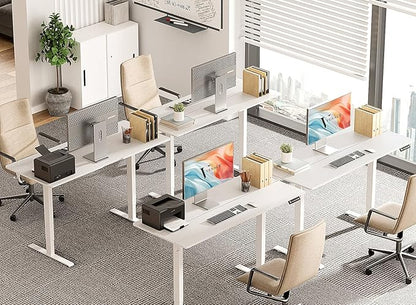 55 x 24 inch Electric Standing Desk Adjustable Height with 4 Wheels, 4 Memory Height Settings, 2 Headphone Hook, for Home Office, Splice Board White