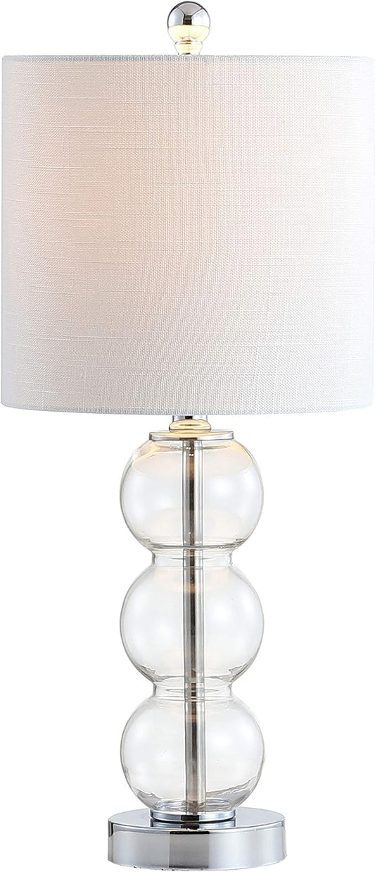 JONATHAN Y JYL1021D February 21" Glass/Metal LED Table Lamp Contemporary Bedside Desk Nightstand Lamp for Bedroom Living Room Office College Bookcase LED Bulb Included, Clear/Chrome