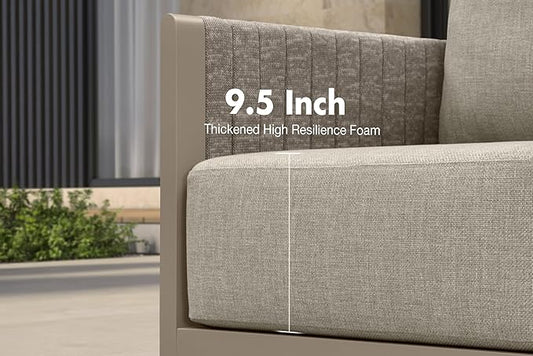 PURPLE LEAF 10 Pieces Patio Conversation Sets with Coffee Table All Weather Outdoor Couch Sectional Set with Cushion Conversation Set for Garden Poolside Backyard Beige