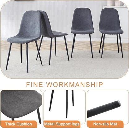 7 Piece Dining Table Set，Dinner Table Set for 6，55'' Kitchen Table and PU Leather Chairs Set of 6，6 Chair Dining Table Set for Kitchen Dining Room