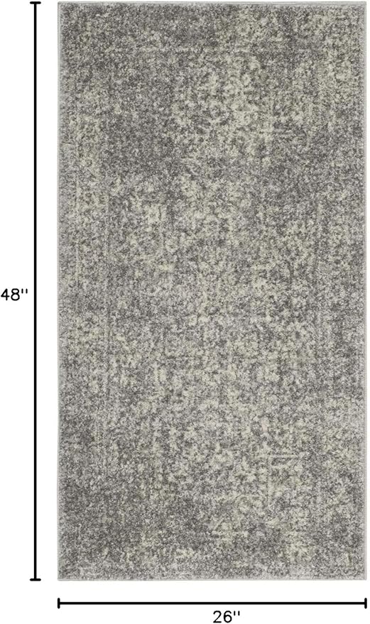 SAFAVIEH Evoke Collection 2'2" x 4' Silver / Ivory EVK256S Oriental Distressed Non-Shedding Living Room Bedroom Accent Rug