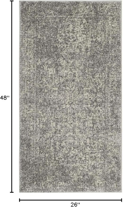 SAFAVIEH Evoke Collection 2'2" x 4' Silver / Ivory EVK256S Oriental Distressed Non-Shedding Living Room Bedroom Accent Rug