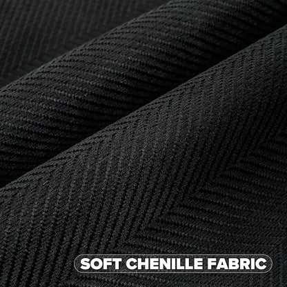 FUTEI Black Chenille Throw Pillow Covers 22x22 Inch Set of 2,Soft Wide Chevron Textured Cushion Case,Farmhouse Home Decor for Couch Bed Living Room