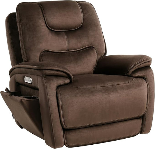 EONIX Triple Motor Lay Flat Zero Gravity Power Recliner Chair with Heat and Massage, Independent Adjustable Backrest Footrest Headrest, 400lbs Heavy Duty Medium Size, Stylish Chenille, Dark Brown