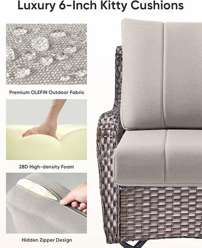 Luxury 24x24x6 Inch Kitty Patio Couch Cushions Set of 3 - Memory Foam Deep Seat Water-Resistant Patio Cushion for Dining Rocking Swivel Chairs Loveseat 3-Seater Sectional Sofa - Beige