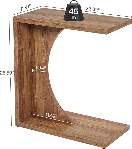 Tribesigns C-Shaped End Table for Couch, Sofa Side Table, C Table for Small Space, Living Room, Bedroom (1, Walnut Brown)