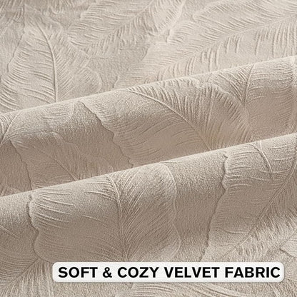 FUTEI Beige Velvet Throw Pillow Covers 26x26 Inch Set of 2,Soft Embossed Leaf-Relief Textured Euro Pillow Shams,Natural Home Decor for Couch Living Room