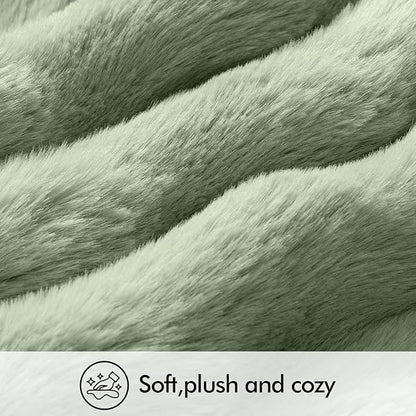MIULEE Faux Fur Pillow Covers Thick Soft Plush Lumbar Throw Pillows Luxury Home Decor for Couch Bed Bedroom Living Room Sofa,12x20 Inch Pack of 2 Sage Green