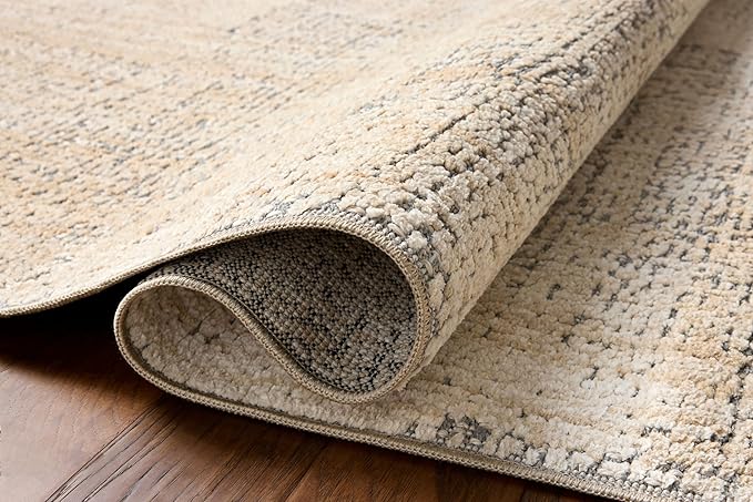 Loloi Amber Lewis Bexley Collection BEX-03 Natural/Slate 7'-10" x 10' Area Rug Neutral, Textured, Living, Bedroom, Dining, Carpet