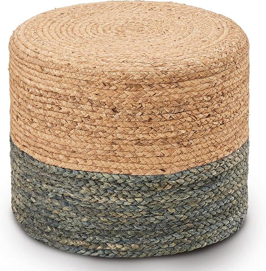 Wimarsbon Pouf Ottomans, Natural Seagrass Foot Stool, Hand Weaving Round Footrest, Poof Pouffe Accent Chair with Wood Frame for Living Room, Bedroom (68LE)