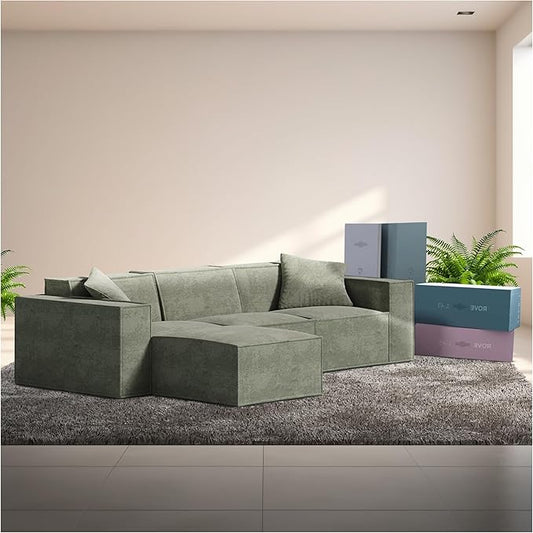 ROVE LAB M1 Modular Sectional Sofa with Ottoman, Sofa in a Box, PetFriendly Modular Couch, Spill-Resistant,Sustainable, Stylish, Modern Sectional Couch for Living Room with SmartFoam Comfort