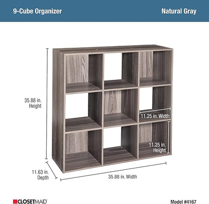 ClosetMaid 4167 Cubeicals Organizer, 9-Cube, Natural Gray