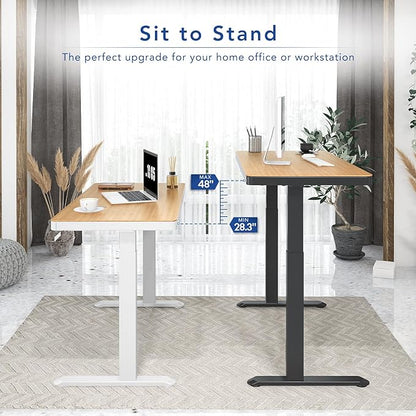 FLEXISPOT Electric Standing Desk with Drawer Storage Adjustable Height Quick Assembly Table w/USB Charge Ports (Natural Desktop + Black Frame)