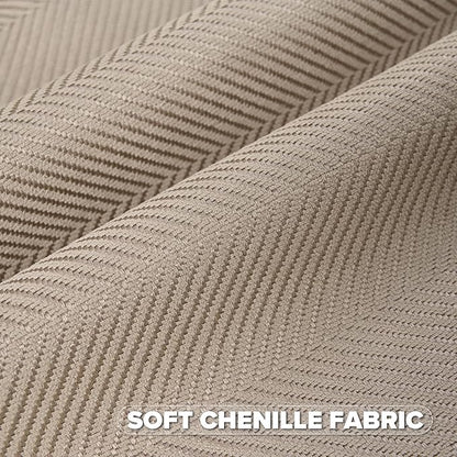 FUTEI Oatmeal Chenille Throw Pillow Covers 18x18 Inch Set of 2,Soft Wide Chevron Textured Cushion Case,Farmhouse Home Decor for Couch Bed Living Room