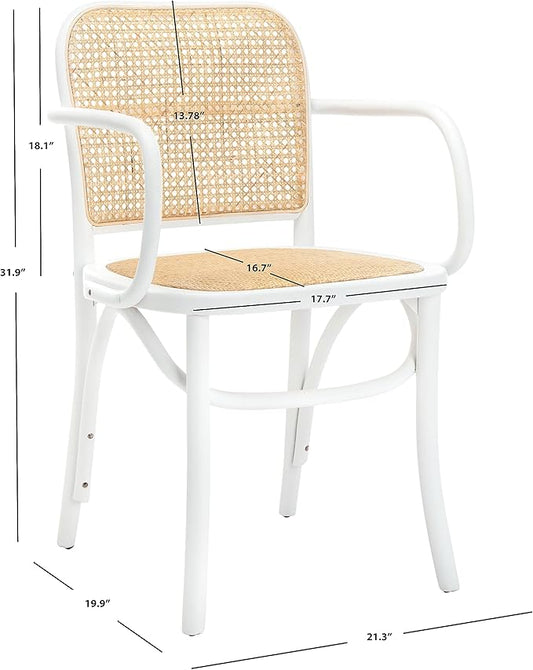 Safavieh Home Keiko White and Natural Cane Dining Chair