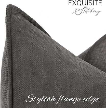 ZWJD Rustic Gray Pillow Covers 20x20 Set of 2 Chenille Throw Pillow Covers with Elegant Design Soft and Luxurious Decorative Throw Pillows for Couch, Bed, and Home Decor