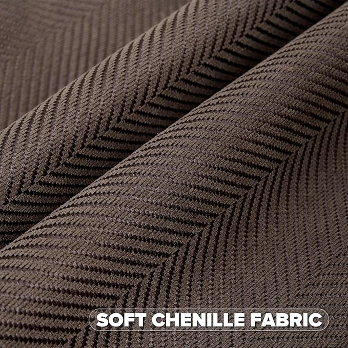 FUTEI Dark Coffee Chenille Throw Pillow Covers 20x20 Inch Set of 2,Soft Wide Chevron Textured Cushion Case,Farmhouse Home Decor for Couch Bed Living Room