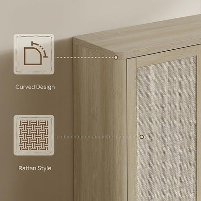 SICOTAS Rattan Shoe Storage Cabinet - Modular Shoe Cabinets with Door Tall Large Shoe Cabinet Storage for Entryway - 65.6" Wide Modular Cabinet for Hallway, Living Room