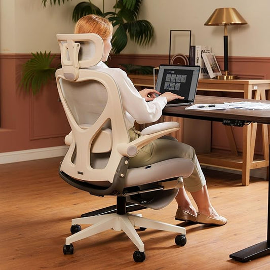 FLEXISPOT Foldex Ergonomic Office Chair, Folding Chair for Small Spaces with Lumbar Support, Flip-up Armrests, 3D Headrest, Desk Chairs with Footrest for Work,Video Game (Foam Seat, Grey)