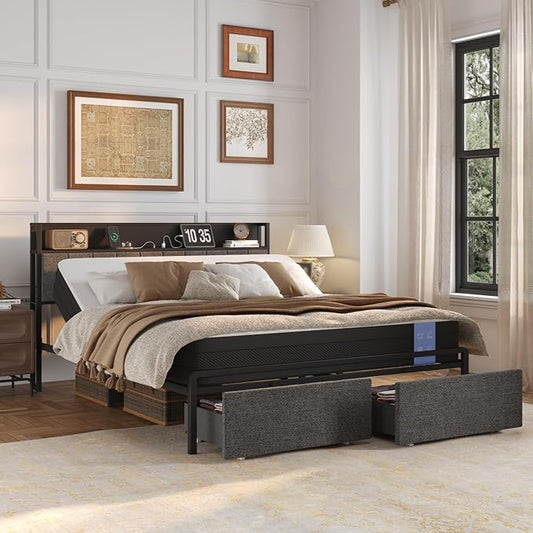 FLEXISPOT BF21Q Adjustable Bed Frame with 12 Inch Queen Size Gel Memory Foam Mattress, Viscose from Bamboo, Medium Firm, Certi-PUR & Oeko-TEX Certified, Bonus 4-Piece Queen Sheet Set Included.