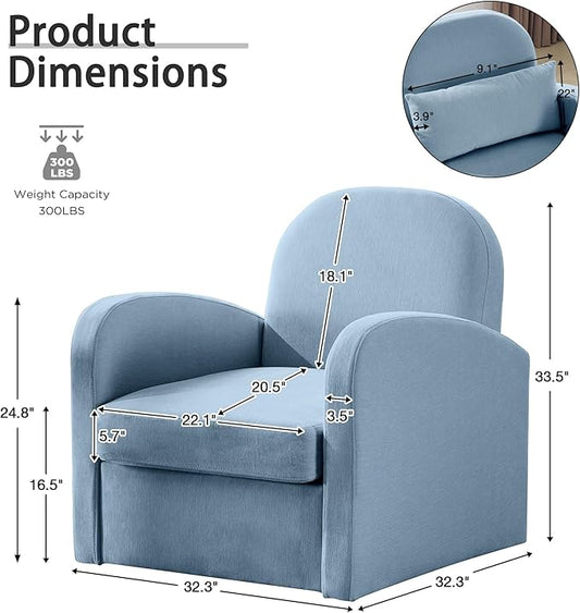MELLCOM Swivel Accent Chair with Hidden Storage Set of 2, Comfy Chenille Fabric Upholstered Leisure Armchair with Lumbar Pillow and Side Pocket for Living Room Bedroom Reception Room and Office