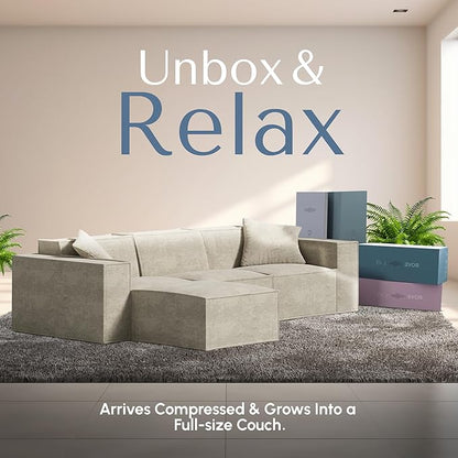 ROVE LAB M1 Modular Sectional Sofa with Ottoman, Sofa in a Box, Modular Couch, Spill-Resistant,Sustainable, Stylish, Modern Sectional Couch for Living Room with SmartFoam Comfort