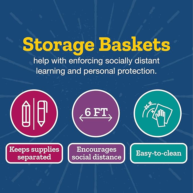 Really Good Stuff Medium Plastic Book Baskets, 11" by 7.5" by 4.5" - 12 Pack, Pebble, Versatile Storage Solution for Classroom, Home and Office, Toy Storage, Multi-Purpose Organizer Basket