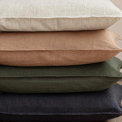 Foindtower Pack of 2, Decorative Linen Solid Throw Pillow Covers Soft Accent Cushion Case Farmhouse Neutral Pillowcase for Chair Couch Sofa Bedroom Living Room Home Decor 24 x 24 Inch Dark Olive Green