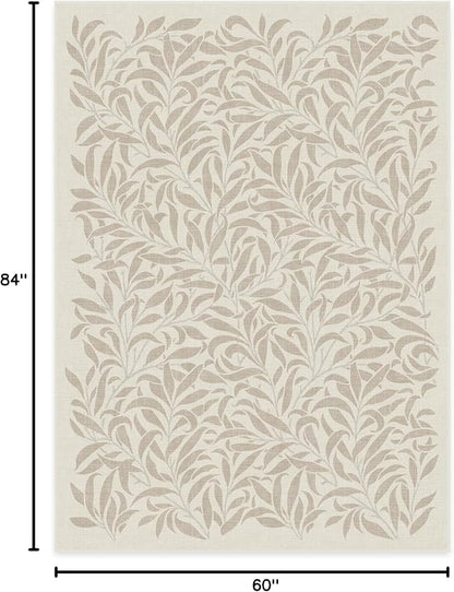 RUGGABLE x Morris & Co Machine Washable Area Rug – Pure Willow Boughs Natural 5x7, Stain-Resistant, Non-Slip – Medium Rugs for Living Room, Bedroom, Hallway, Entryway & Office–with Cushioned Pad
