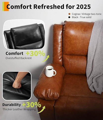GarveeHome Oversized Wide Power Lift Recliner Chair - Heat and Massage, PU Leather, Adjustable Back and Legs, Electric Lift Chair Designed for The Elderly and People with Mobility impaired