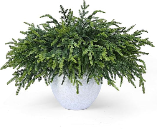 36 Pcs Christmas Greenery Pines Branch Pine Branches Artificial Green Pine Stem - Real Touch for Vase DIY Crafts Flower Arrangement Home Indoor Christmas Decor(18 Inch)