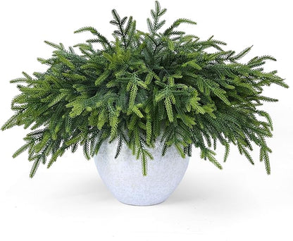 24 Pcs Pine Branches Artificial Green Pine Stem - Real Touch Christmas Greenery Pines Branch for Vase DIY Crafts Flower Arrangement Home Indoor Christmas Decor(18 Inch)
