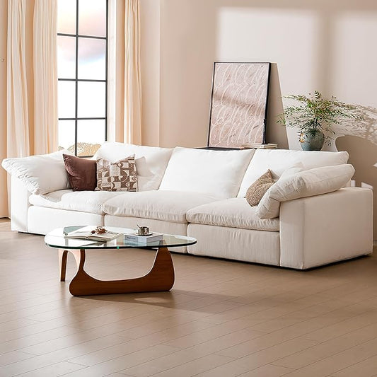 Modular Sectional Sofa, 110.2" L Shaped Modern Sofa Modular Sectional Cloud Couch with Ottoman, Modern Cloud Sectional Couches for Living Room, Deep Seat Sofa with Washable Cover