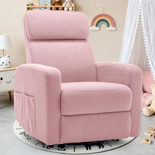 Power Swivel Recliner Chairs for Adults, Electric Glider Rocking Chair Nursery, Glider Recliner Nursery Chair with Classified Side Pocket, Nursery Rocking Chairs with USB and Type-C Ports