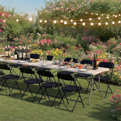30 Pack Black Plastic Folding Chairs, Portable Stackable Commercial Party Folding Chairs with Steel Frame 350lbs for Home Office Outdoor Indoor Office Wedding Party Events