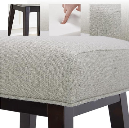 CHITA 26 Inch Counter Height Swivel Bar Stool, FSC Certified Modern Fabric Swivel Barstool Chair with Back, Linen