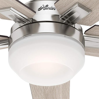 Hunter Fan 52 inch Contemporary Brushed Nickel Indoor Ceiling Fan with Light and Remote Control for Bedroom, Living Room/Family Room, Dining Room, Kitchen, Office (Renewed)